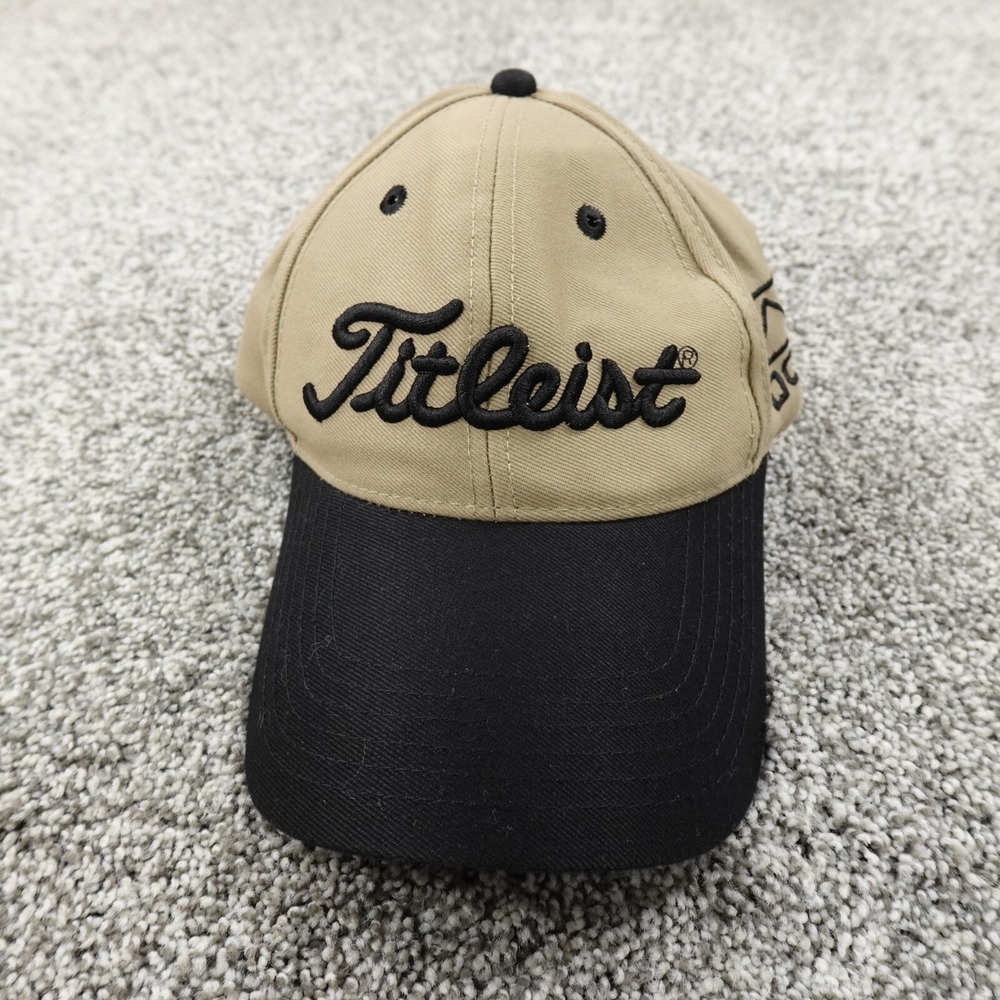 Titleist Hat Mens Brown Tan Beige Black Strap Back Baseball Cap DCI Golfing Golf